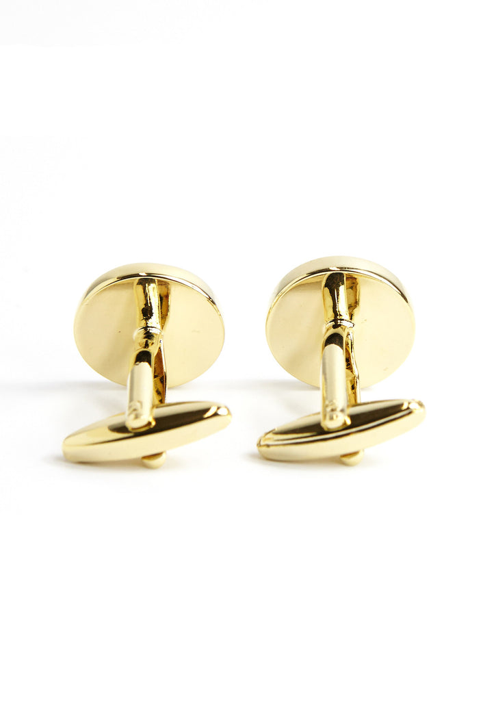 Gold Red Chinese Longevity Symbol Cufflinks