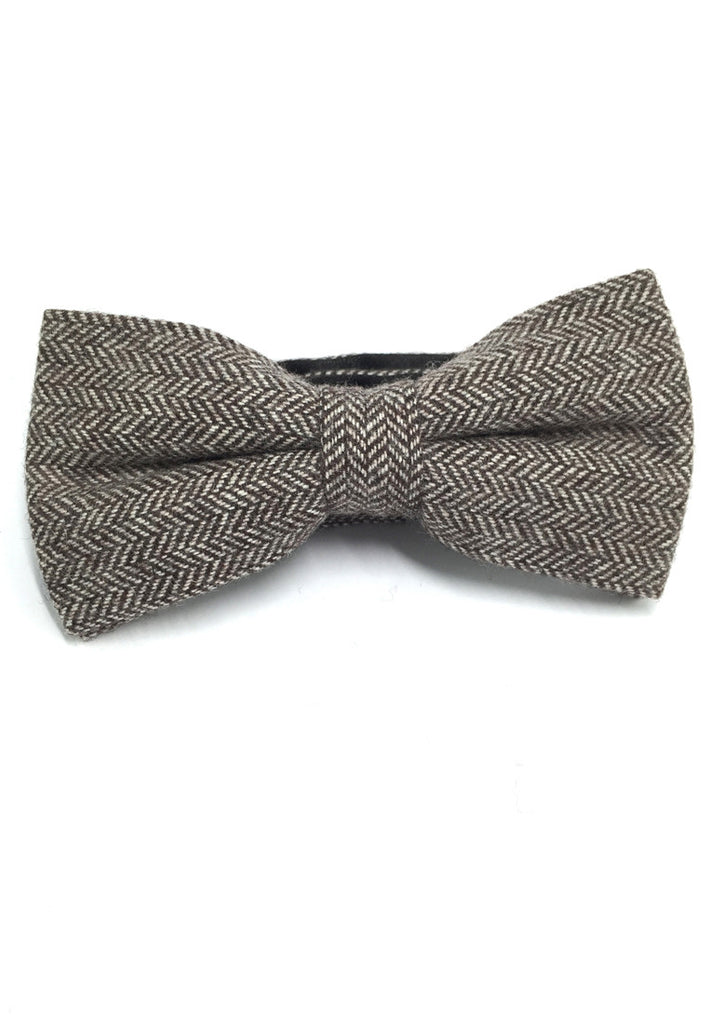 Dolly Series Brown Patterned Wool Pre-tied Bow Tie