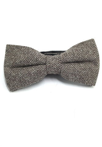 Dolly Series Brown Patterned Wool Pre-tied Bow Tie