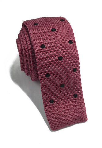 Weave Series Black Polka Dots Magenta Knitted Tie