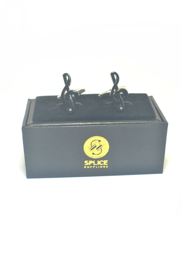 Manset Treble Clef Bergaya Hitam dengan Kristal