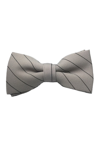 Bars Series Black Stripes Greyish Beige Cotton Pre-Tied Bow Tie