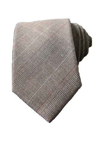 Tartan Series Brownish Grey Cotton Neck Tie