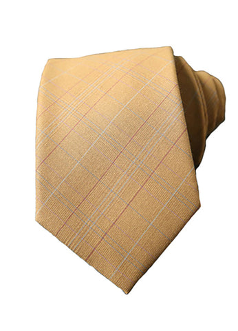 Tartan Series Orange Brown Cotton Neck Tie