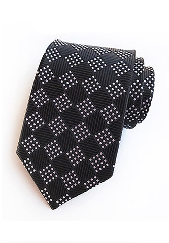 Checky Series Black & White Neck Tie