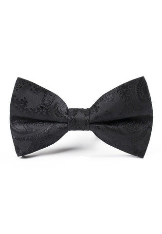 Ebony Series Polyester Black Flowery Design Bow Tie