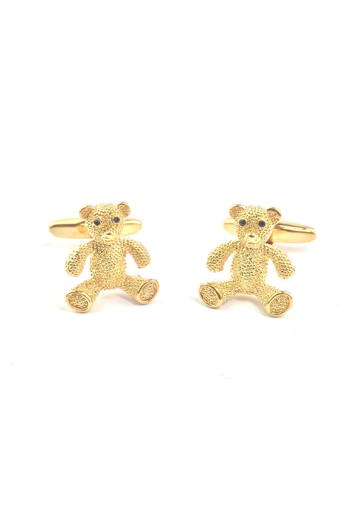 Gold Sitting Teddy Bear Cufflinks