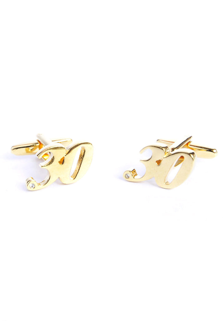 Gold Plated 30 Cufflinks with Crystal Decoration