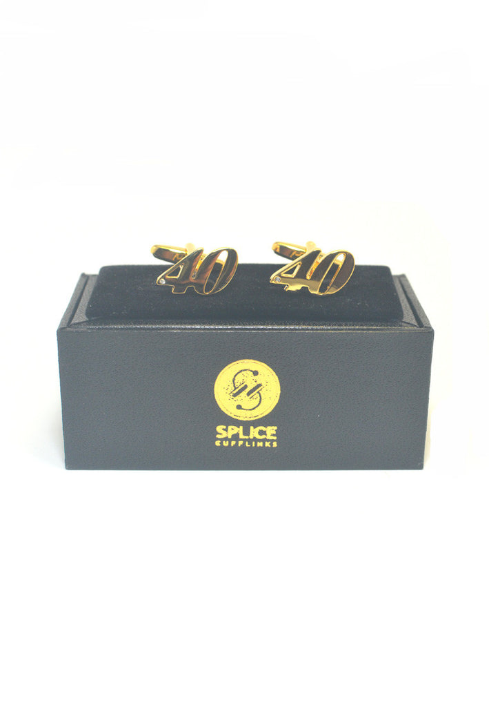 Gold Plated 40 Cufflinks with Crystal Decoration