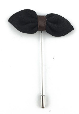 Black Fabric Bow Lapel Pin