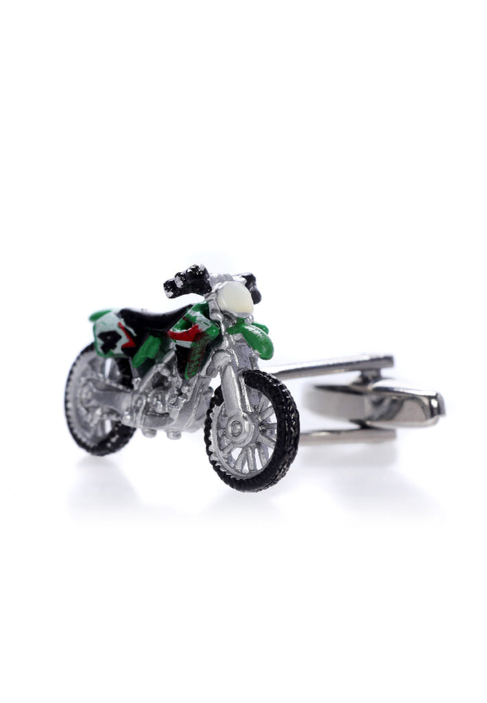 Green Scrambler Motorcycle Cufflinks