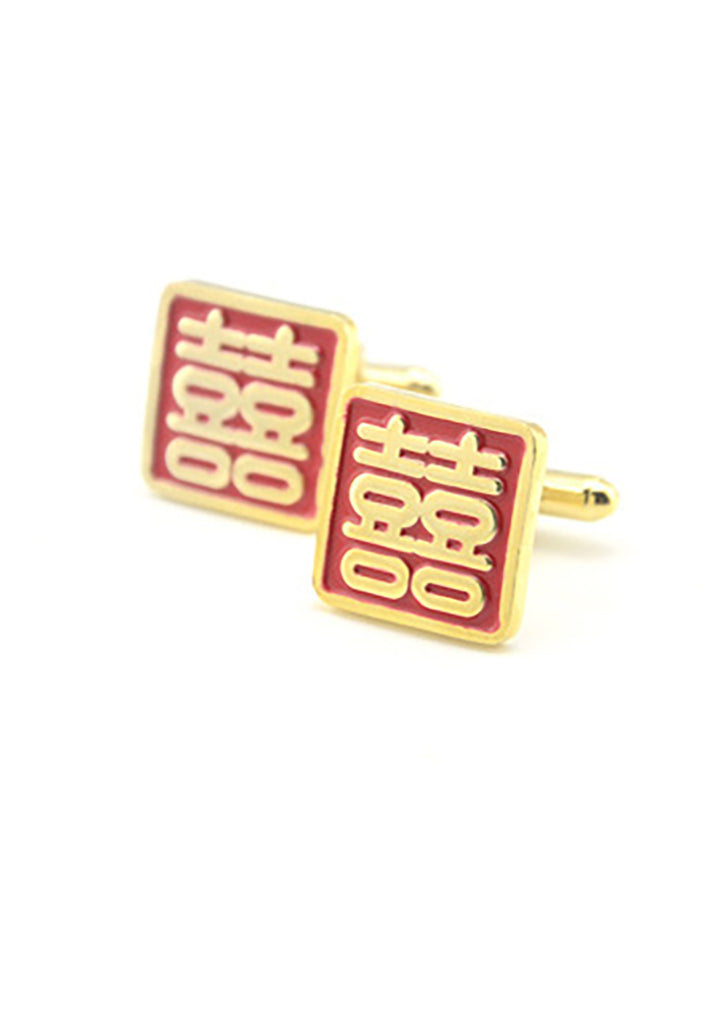 Gold Chinese Double Happiness Cufflinks