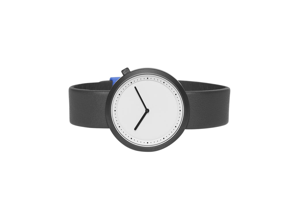 Bulbul Facette Gun Keluli Kelabu pada Jam Tangan Kulit Itali Kelabu