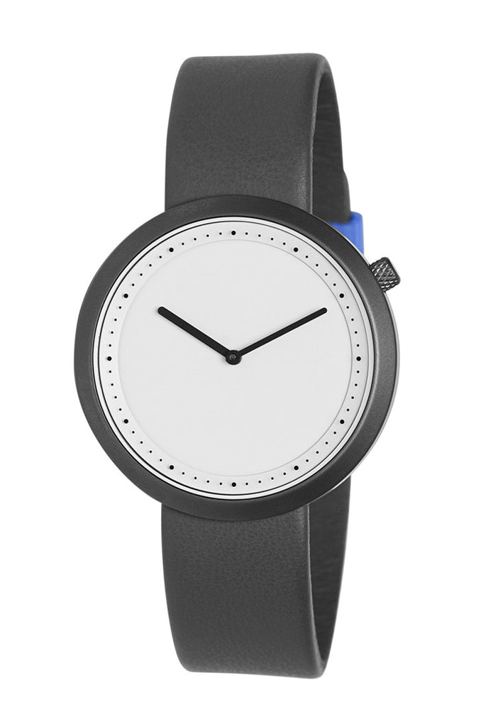 Bulbul Facette Gun Keluli Kelabu pada Jam Tangan Kulit Itali Kelabu