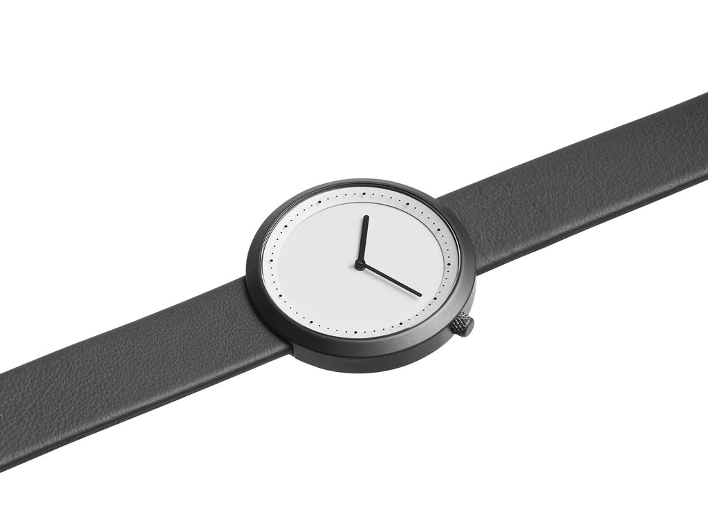 Bulbul Facette Gun Keluli Kelabu pada Jam Tangan Kulit Itali Kelabu