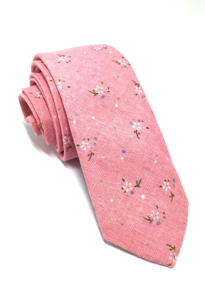 小屋系列粉色棉质领带