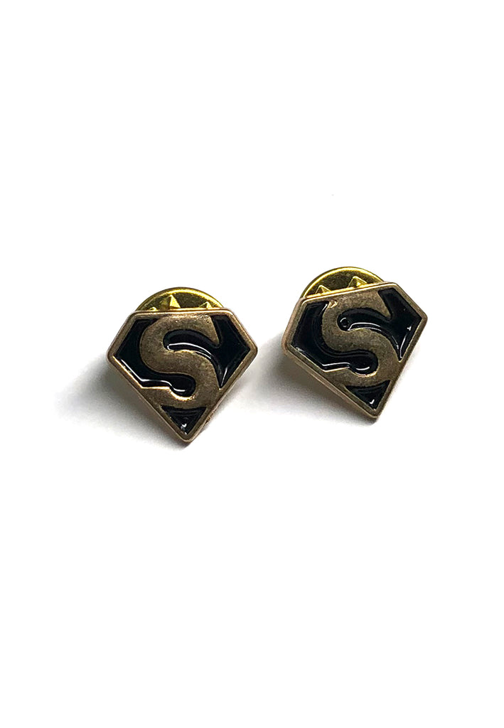 Black Superman Badge Collar Pins