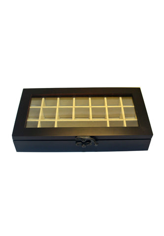 MDF Dark Wood Effect Multi Compartment Cufflinks Storage Box