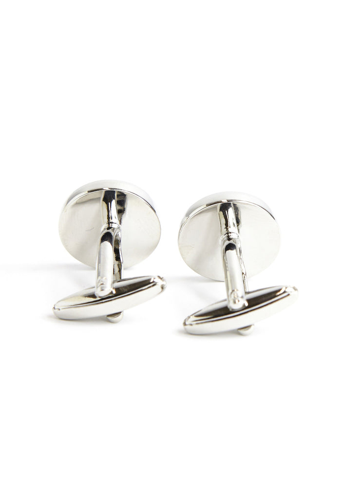 Silver/Red Chinese Longevity Symbol Cufflinks