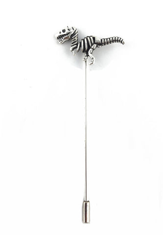 Silver Dinosaur Lapel Pin