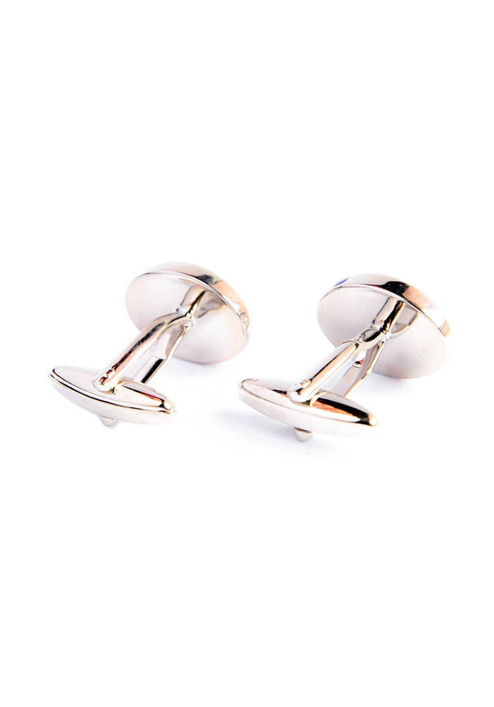 Warna Biru Oval Enamel Cufflinks