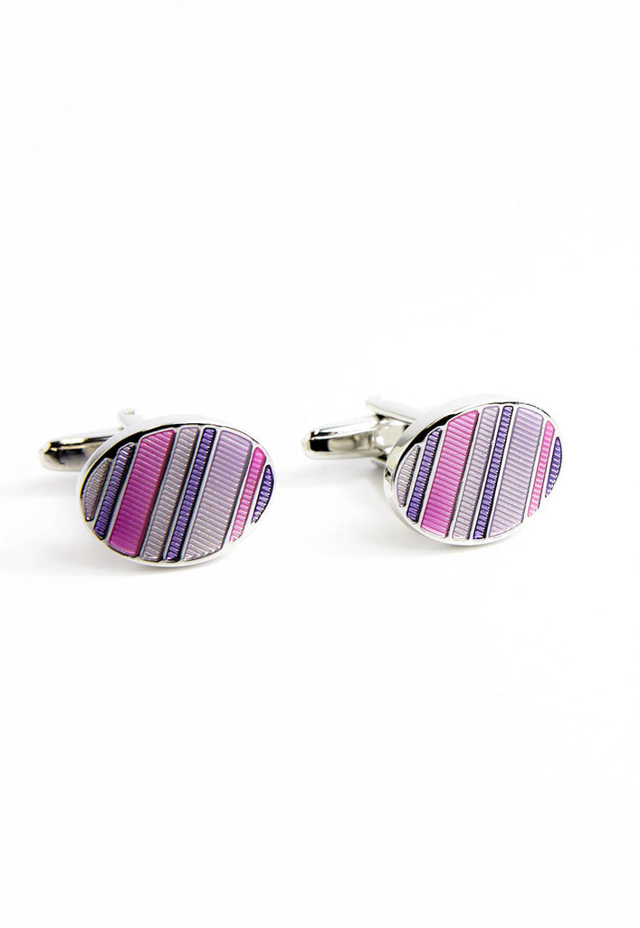 Purple & Pink Oval Enamelled Cufflinks