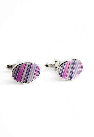 Purple & Pink Oval Enamelled Cufflinks