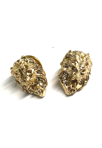 Gold Lion Head Collar Pins