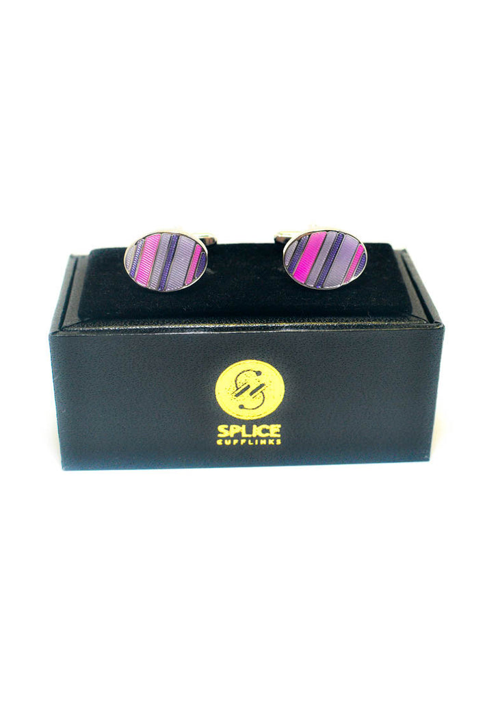 Purple & Pink Oval Enamelled Cufflinks