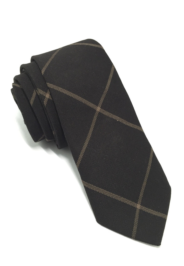 Daffy Series Black Checked Skinny Viscose Tie