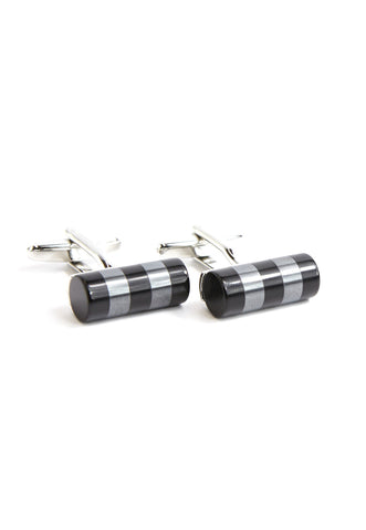 Black & Silver Cylinder Cufflinks