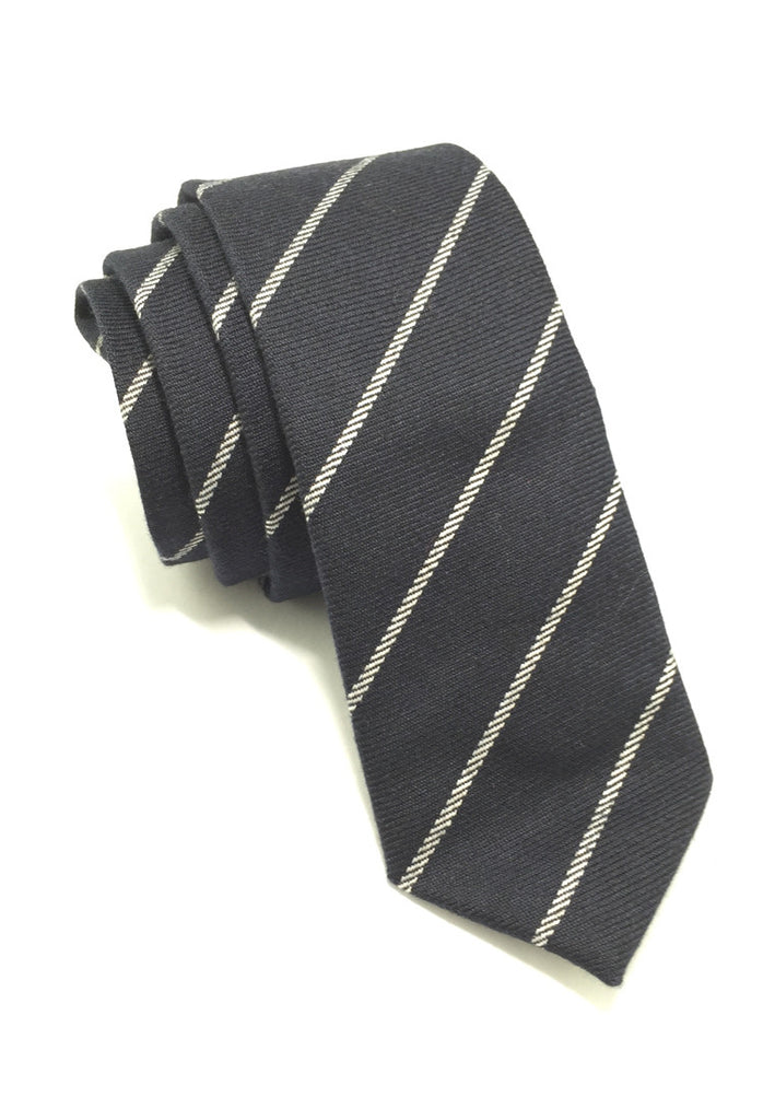 Daffy Series Navy Blue Stripes Skinny Viscose Tie