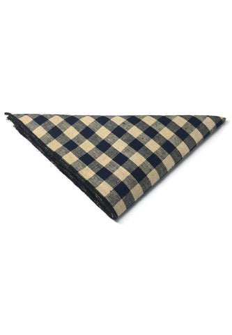 Patchwork Series Navy Blue Plaids Design Cotton Pocket Square