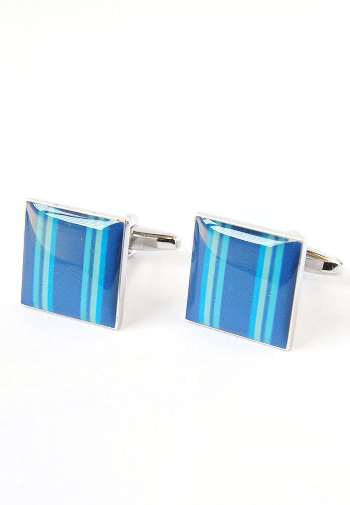 Blue Stripes Square Screen Cufflinks