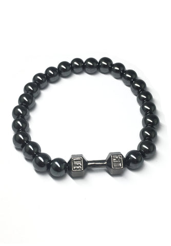 Chaplet Series Gunmetal Beads Gunmetal Dumbbell Bracelet