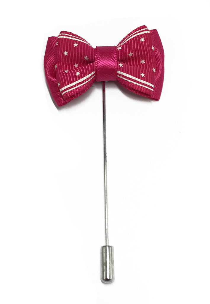 White Star Design Bright Pink Ribbon Lapel Pin