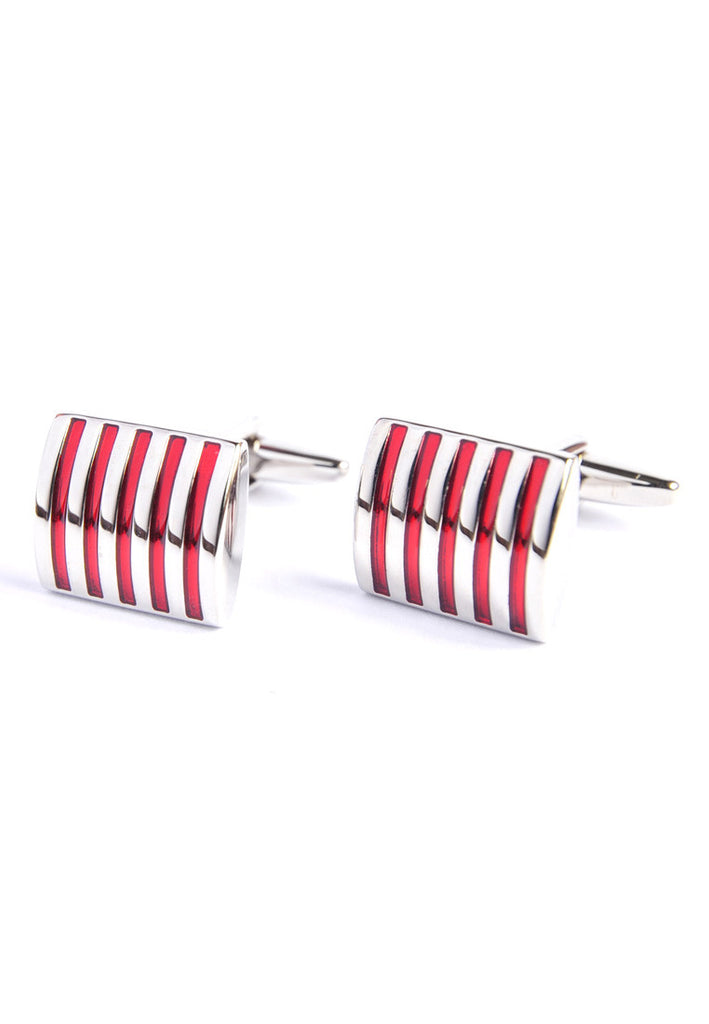 Red Striped Curved Cufflinks