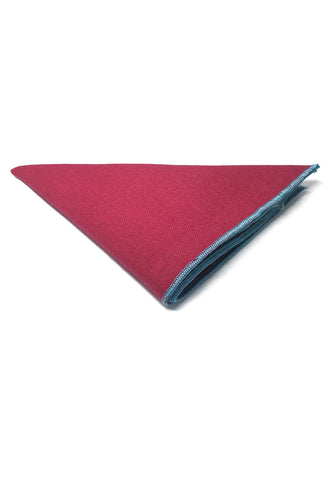 Snap 系列绿松石衬里粉红色棉质口袋方巾