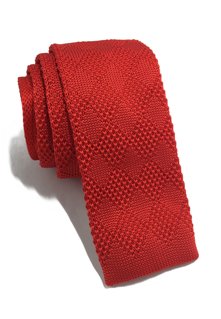 Interlace Series Bright Red Knitted Tie