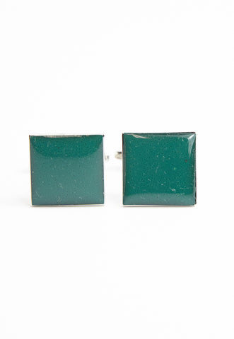 Dark Green Plain Square Cufflinks