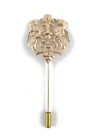 Gold Lion Crest Lapel Pin