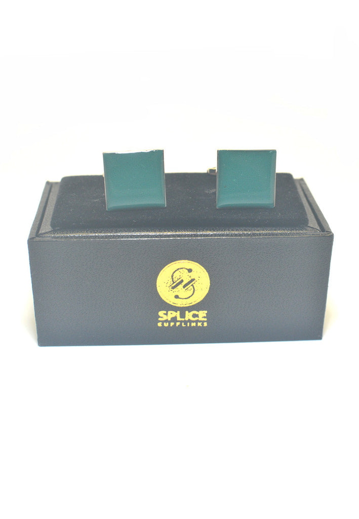 Dark Green Plain Square Cufflinks