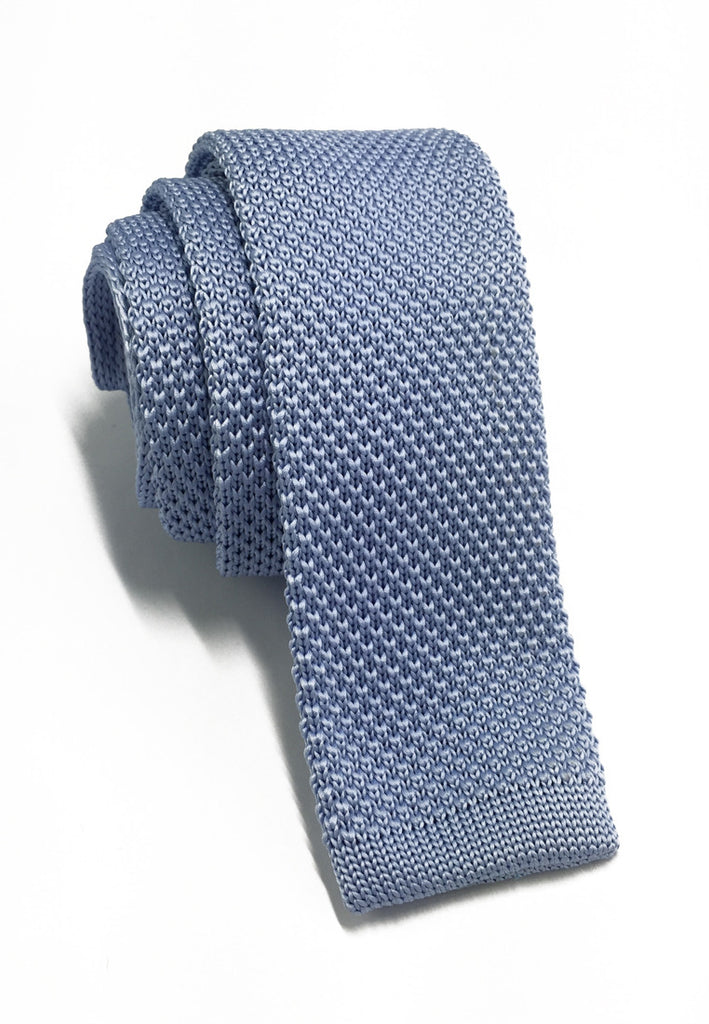 Interlace系列淡蓝色针织领带