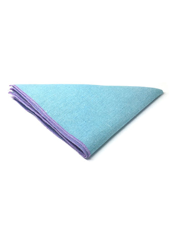 Snap Series Violet Lining Baby Blue Cotton Pocket Pocket Square