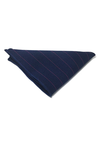条形系列细紫条纹海军蓝棉质方巾