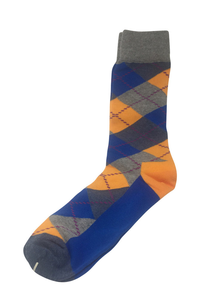 Plaids Series Grey, Orange and Blue Socks