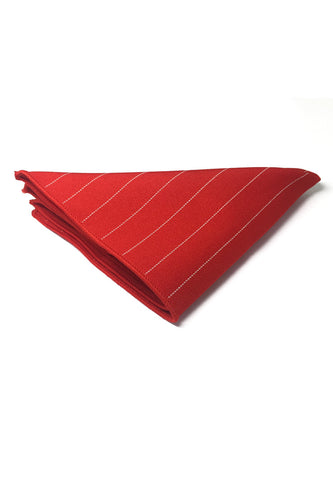 Bars Series Thin White Stripes Bright Red Cotton Pocket Square
