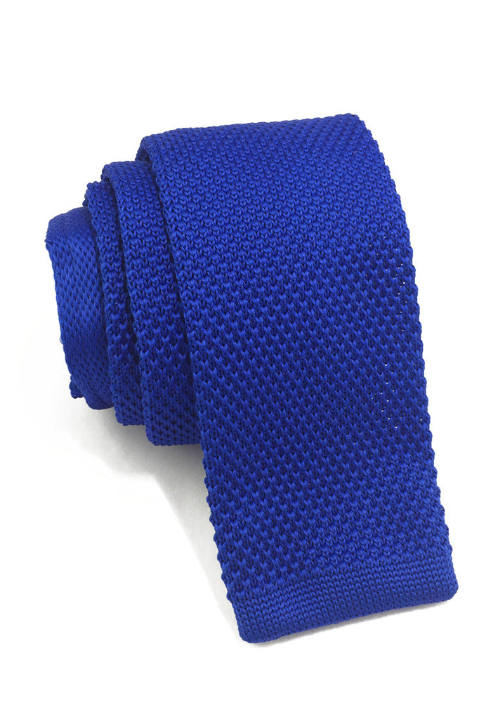 Interlace系列亮蓝色针织领带
