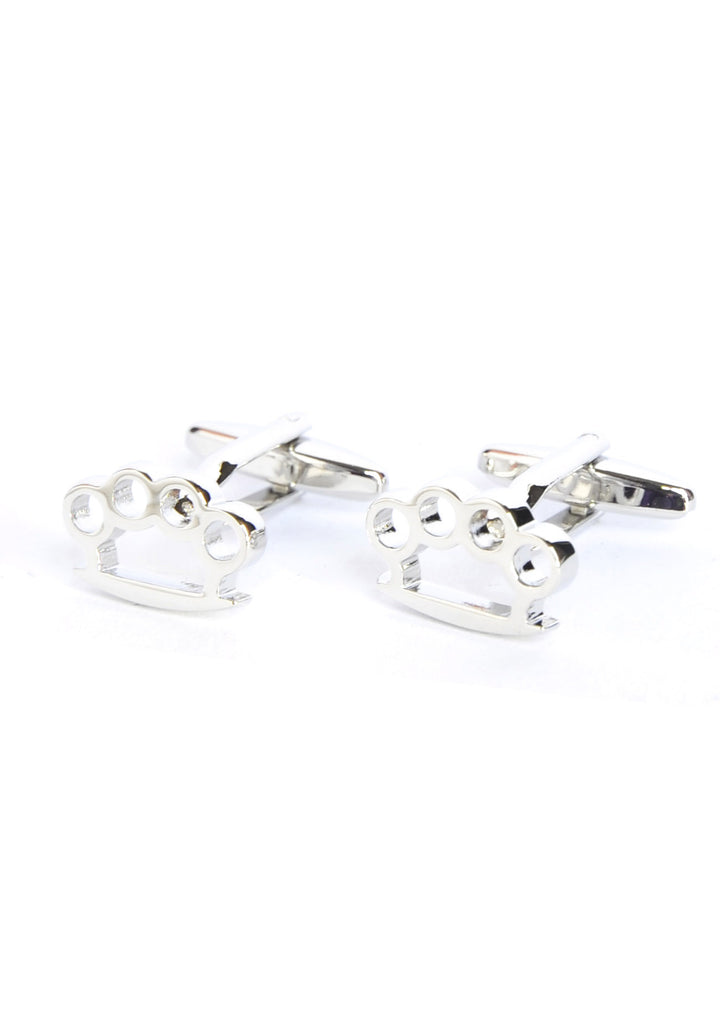 Rhodium Plated Knuckle Duster Cufflinks