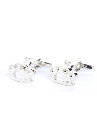 Rhodium Plated Knuckle Duster Cufflinks